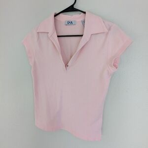 Baby pink Y2K polo top, medium